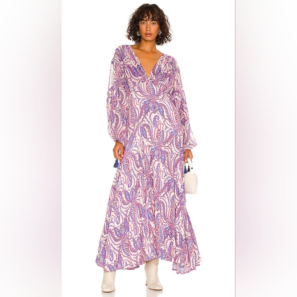 Free People, Mirage boho printed maxi dress in pink and purple, Size 0